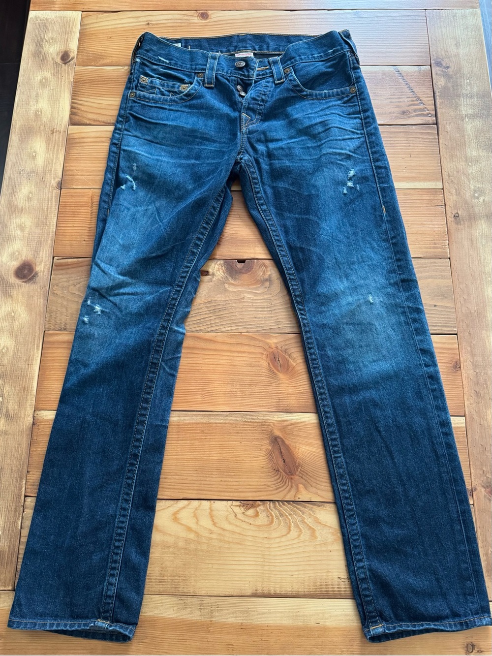 True Religion Men's Straight Jeans Size 32x32, Made in USA, 100% Cotton